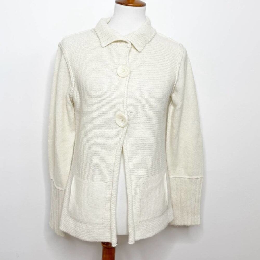 Sundance Cream Ivory Knit Collared Cardigan Sweater Women’s Button Front XS